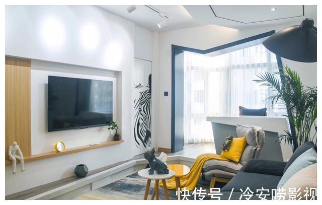 几何|75平小户型也可以很独特,几何吊顶充满创意,让大户型都羡慕不已