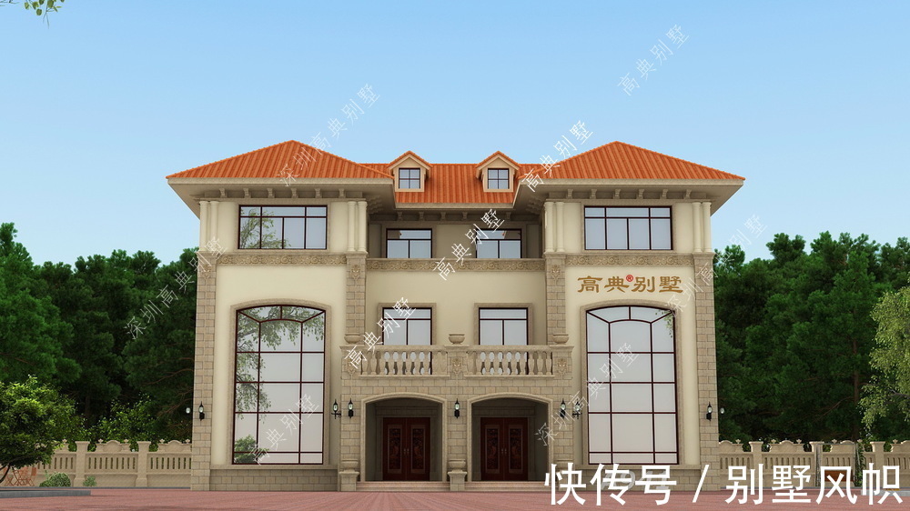 双拼别墅|欧式双拼别墅，适合两兄弟建造，符合大部分朋友的审美。