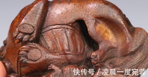 竹雕$清代,竹雕太狮少狮摆件