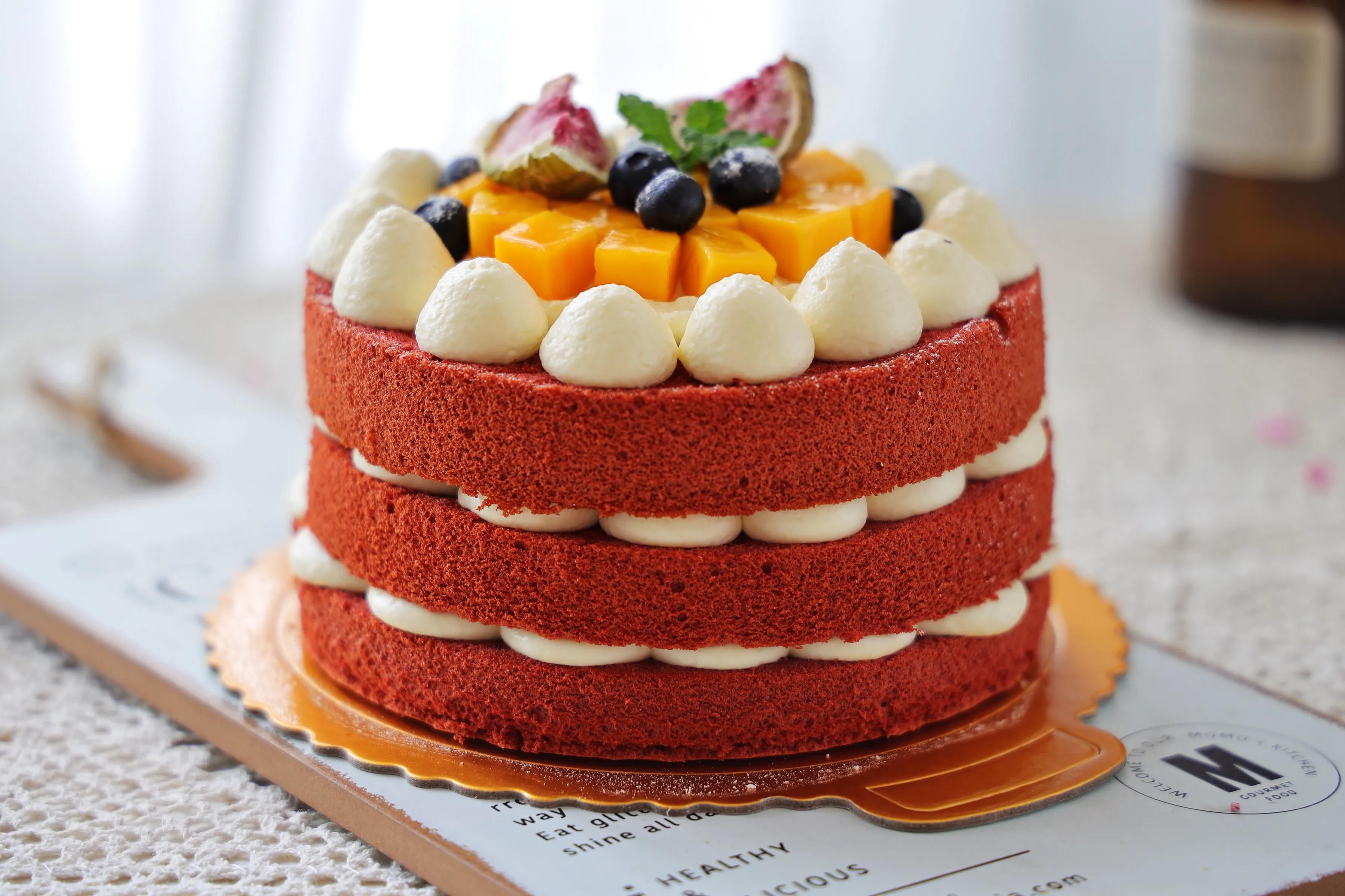 红曲粉|一定要学会这个简单的裸蛋糕，比外面200多买的好吃更健康