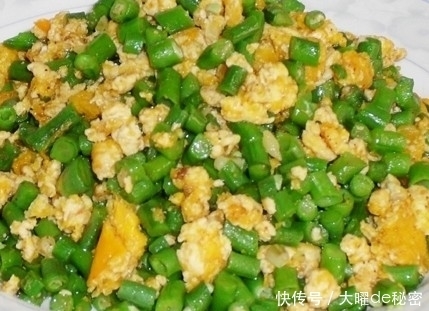 鸡蛋和豆角一起炒，常食此菜，小肚子平了，失眠好了，早知早好