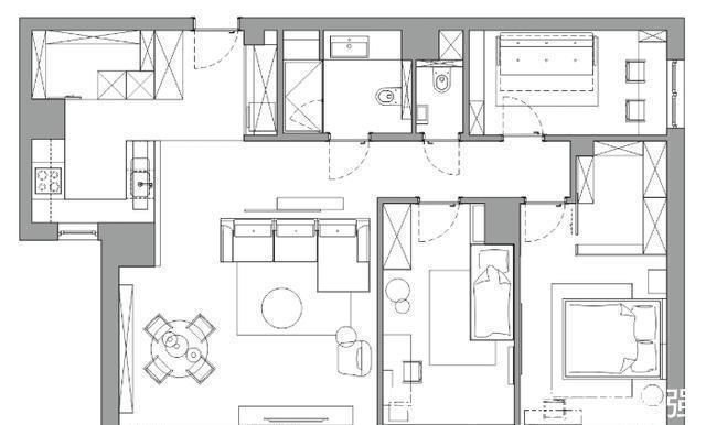 布艺沙发|108㎡现代简约风三室装修,用这样的木格栅做隔断,好美呀