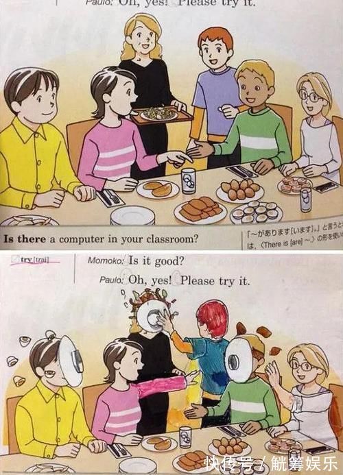 原始人@一组“学生时代的课本涂鸦”火了,网友:全世界的学生都一样无聊