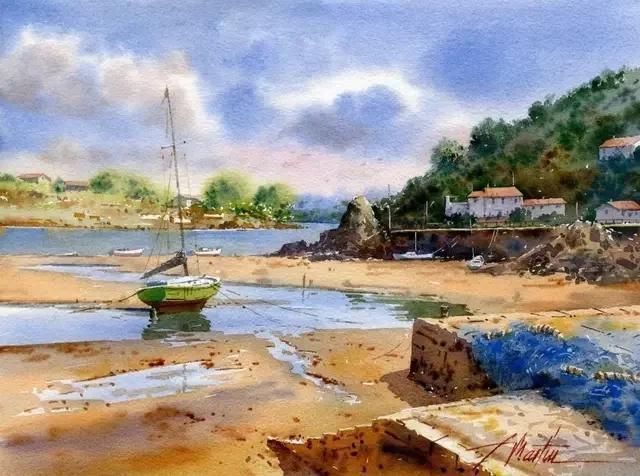 水色|西班牙艺术家的水彩风景画水色交融、生动自然,太迷人了