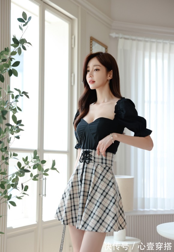 时尚|女神孙允珠时尚搭配:约德尔古调黑玫中欧田园衣裙