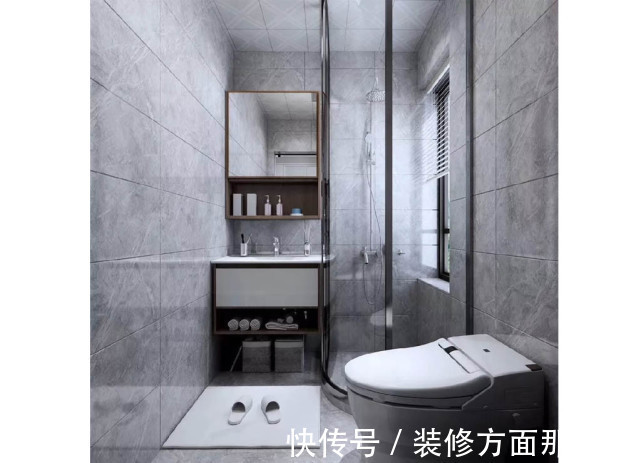 卫生间|88平现代风三居室,白色加咖色的酒柜连着电视柜有质感