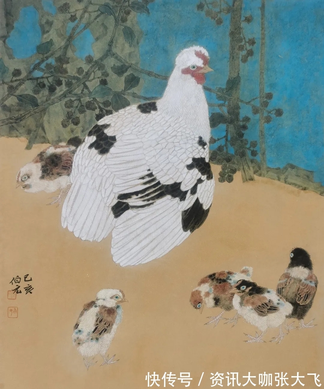 乡土|中国画|邓伯元的花鸟画,极富乡土气息,他笔下的鸡,栩栩如生!