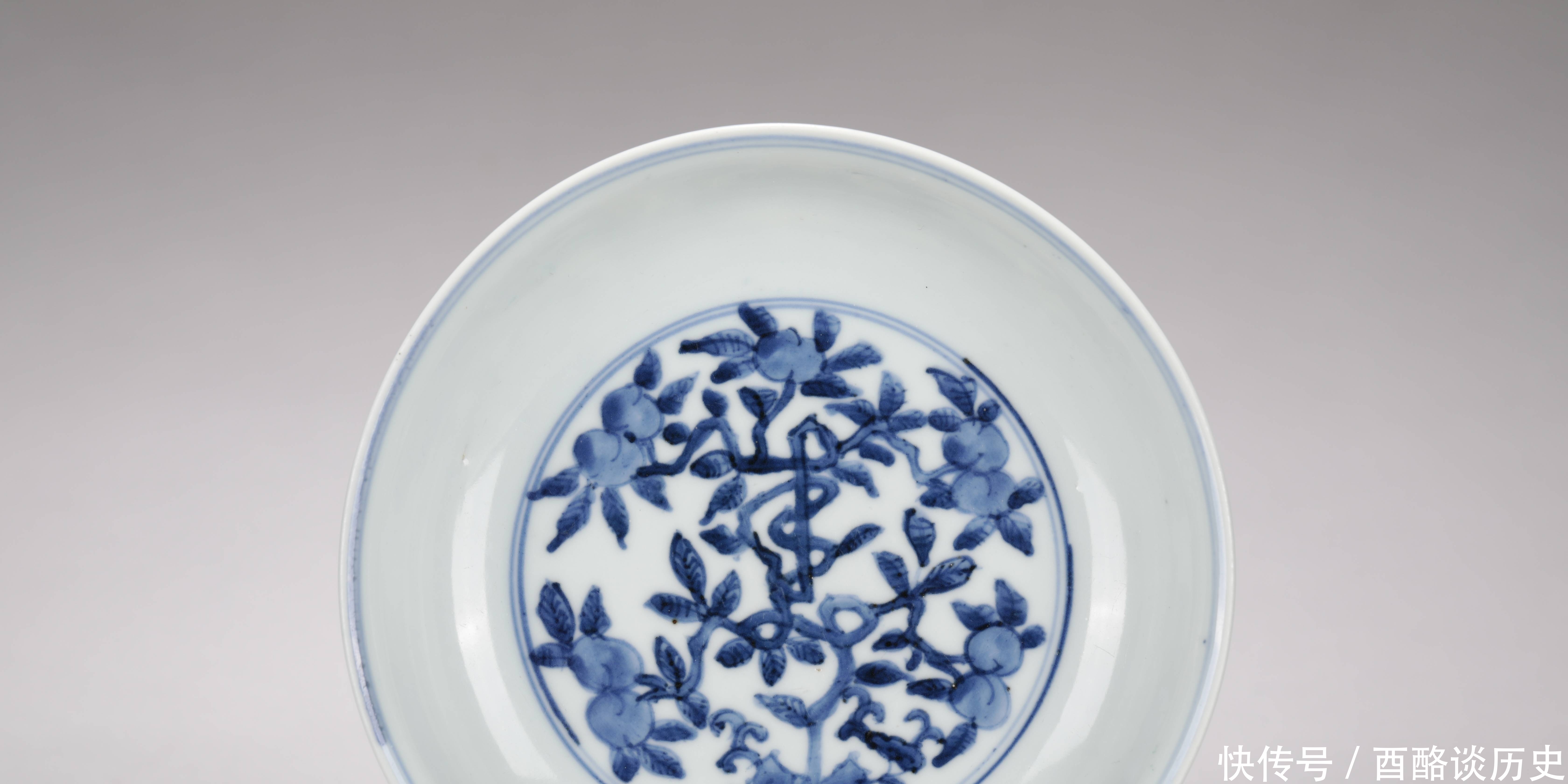 云龙|万历 青花云龙寿桃纹盘