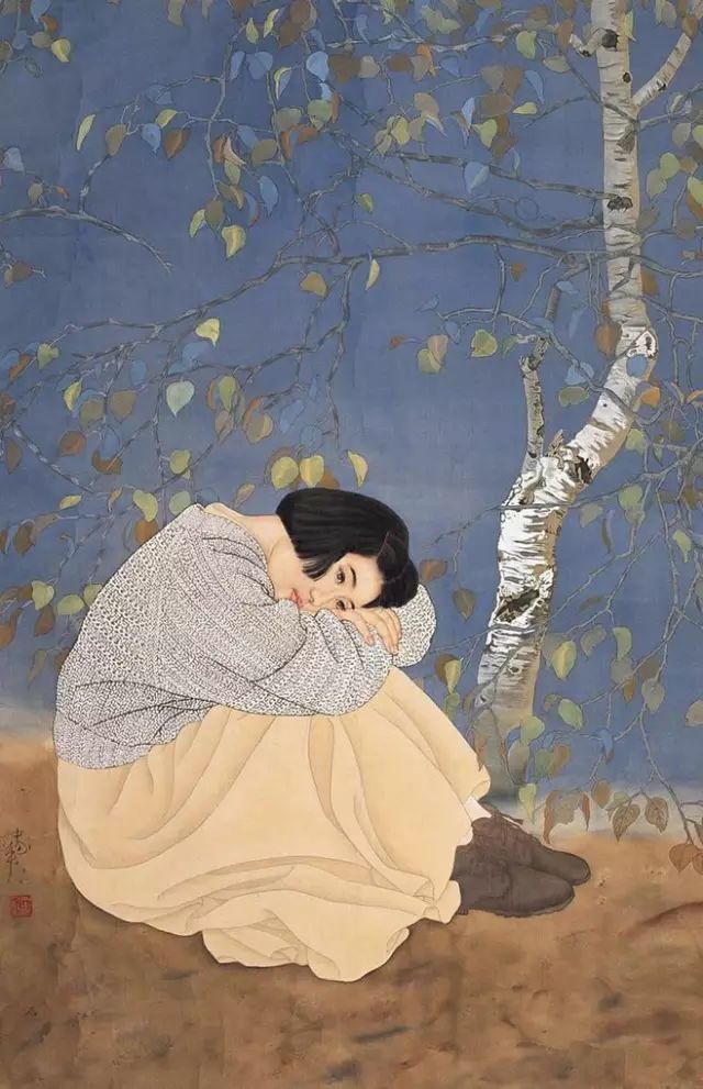 工笔画|国画:何家英画笔下的怜怜女儿态,不同寻常的美感!