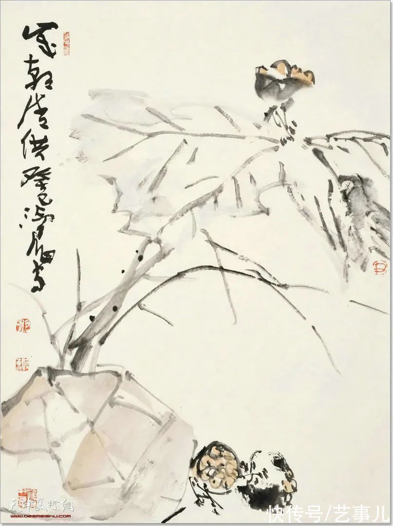 库尔勒!尹沧海教授荷花水禽作品欣赏:笔意简率自由 一派天趣自成