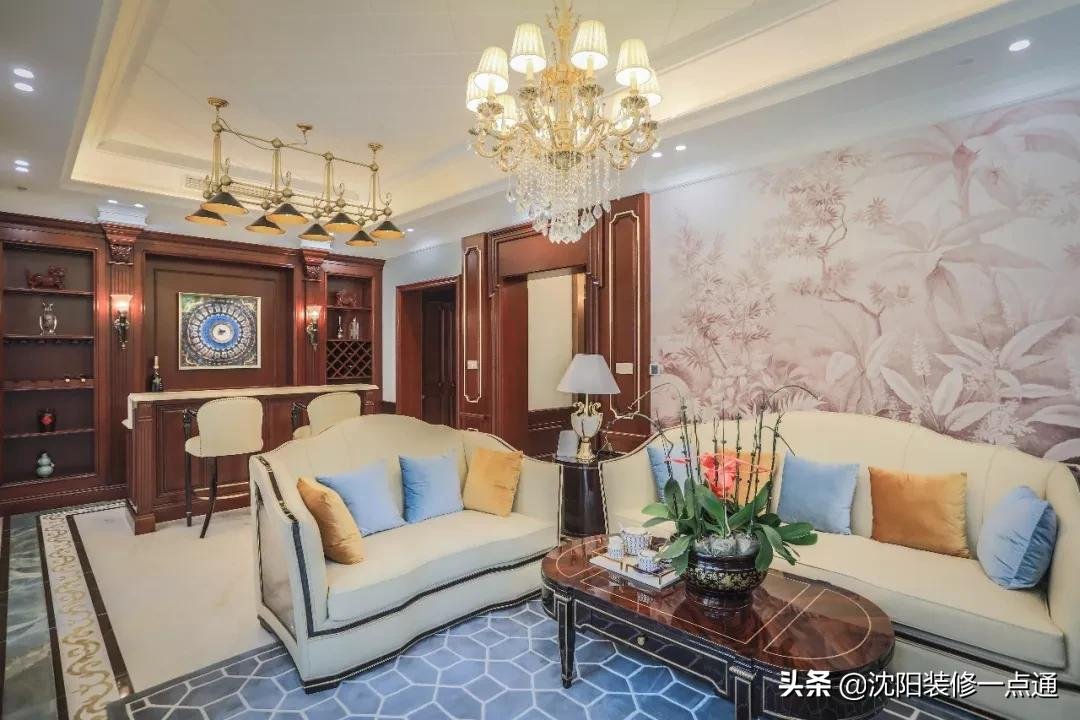 香槟色|992㎡别墅装修案例 美式新古典