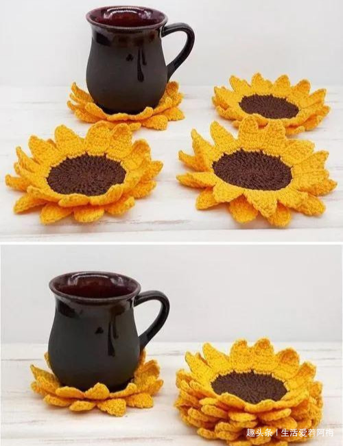 毛线钩针编织向日葵合集，DIY手工编织附图解教程