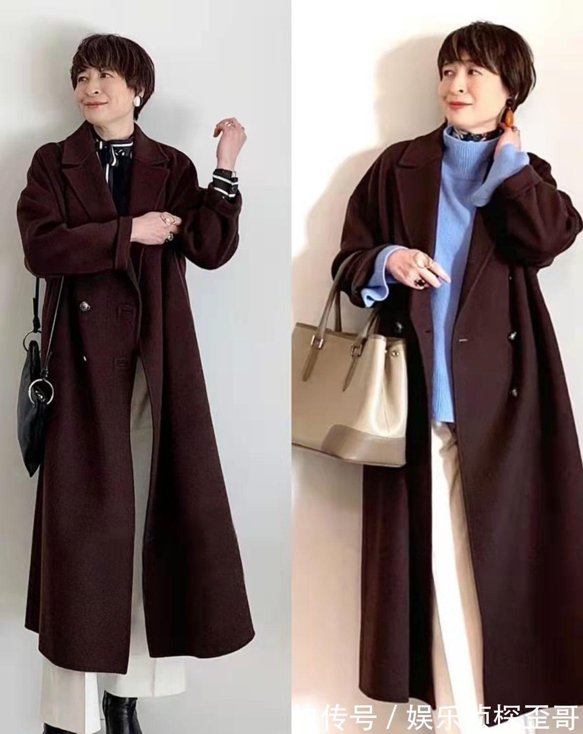 冬季 60岁女人穿大衣少穿黑色,入冬后这4种“神仙色”更衬肤色,真美