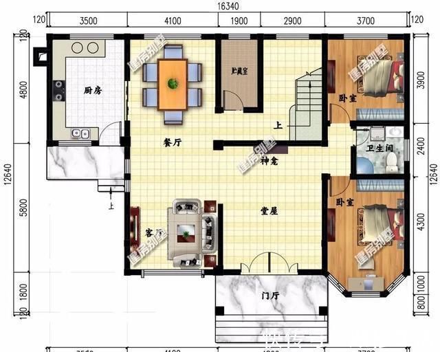 接地气|两层带堂屋的农村别墅,四开间设计,这样建房好看又接地气