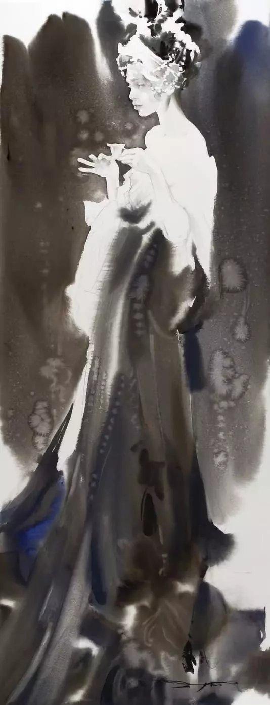 斯拉瓦@水墨韵味,乌克兰艺术家斯拉瓦·普里切德水彩人物作品欣赏