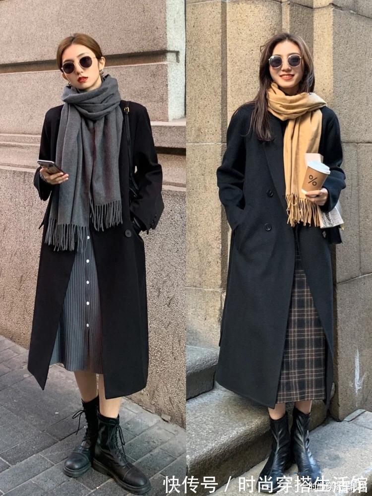 黑大衣|一件黑大衣=N种搭配,可盐可甜,又美又飒,冬天这样穿更美
