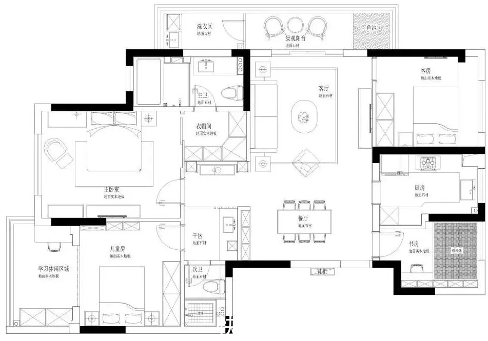 小天地|163平新中式四居室,感受清爽,开启一天的惬意精致