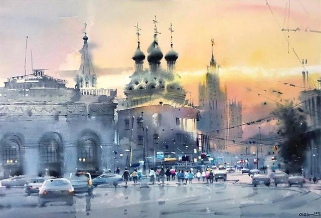 美术学院$城市人物水彩画│城市在她的笔下,充斥着温馨和随意