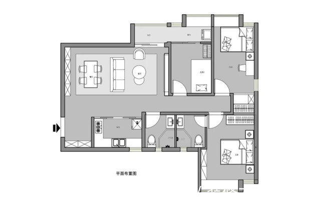 大理石|113平现代三居室将客餐厅改为开放布局,一个时尚又大气的空间