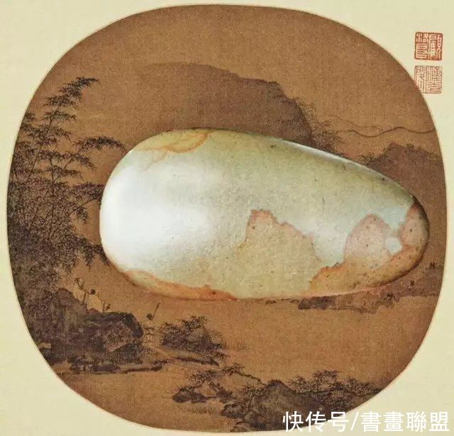 张大千#这些石头上的山水，张大千能画成这样不？