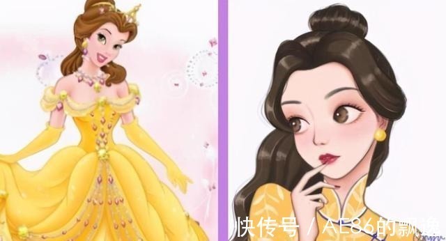 迪士尼公主|当迪士尼公主穿上旗袍,白雪公主秒变民国风,贝儿大眼睛很勾人!