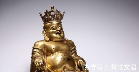 弥勒佛$明代,铜鎏金宝冠弥勒佛坐像