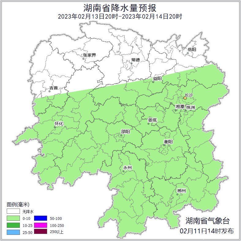 未来三天湖南阴雨维持，明后天风力加大局地阵风6至7级