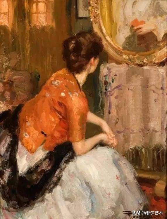 艺术家|艺术家弗尔南·图森特古典油画中的女人，精致高雅，飘逸风流