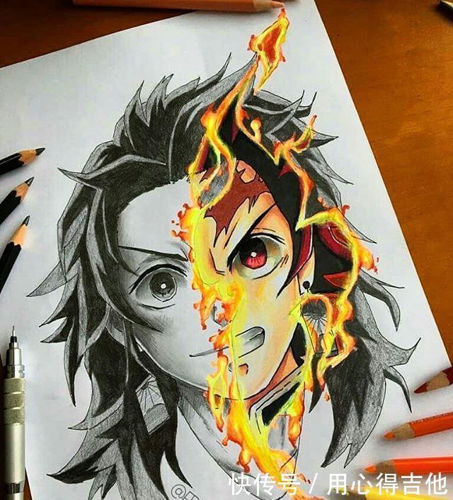 萨诺斯|画师创作动漫人物分裂画风,素描加上彩稿呈现出精彩的对比效果