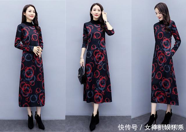 冬季高领加厚加绒连衣裙穿搭,这几款舒适保暖又减龄,穿上真美!