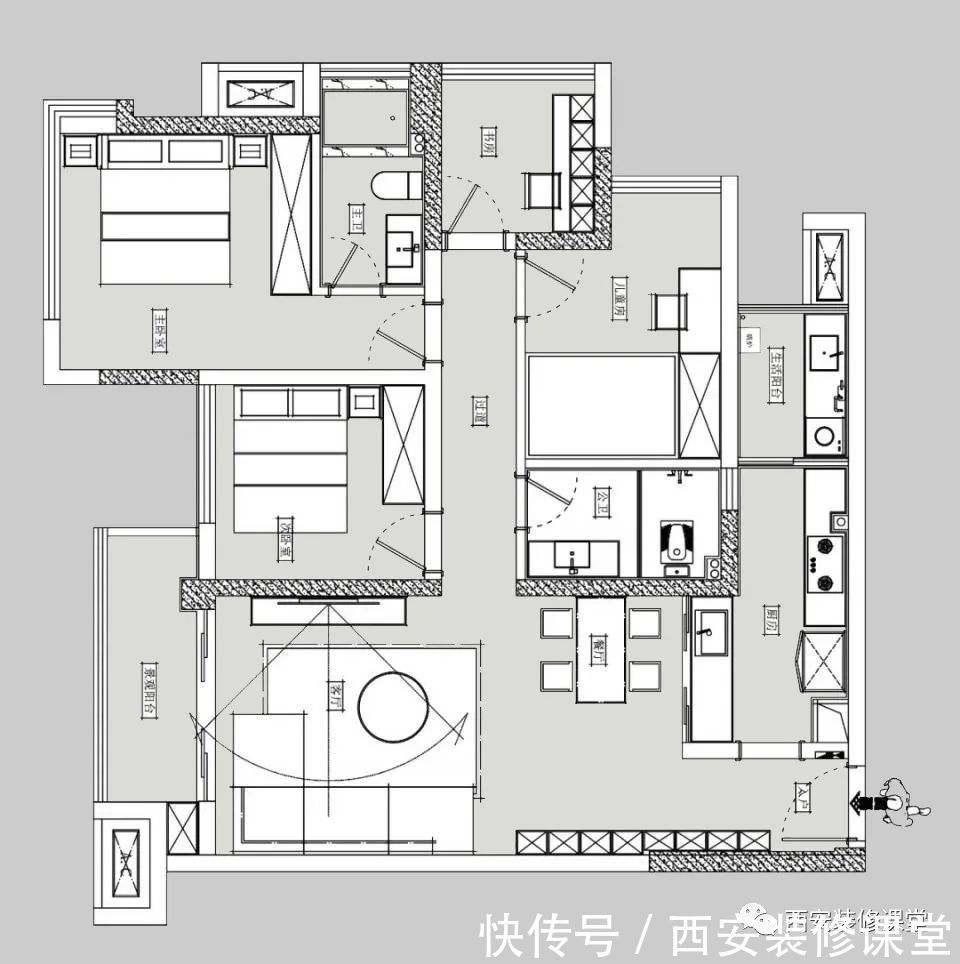 化妆台|100m2简约三居,三口实用之家