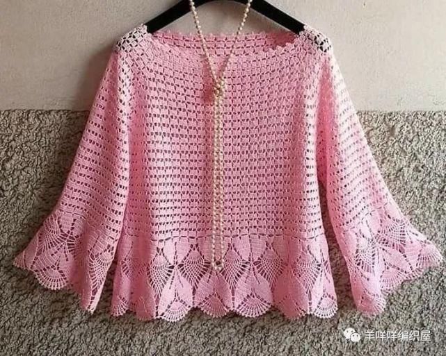 几款钩针长袖套头衫，参考图解