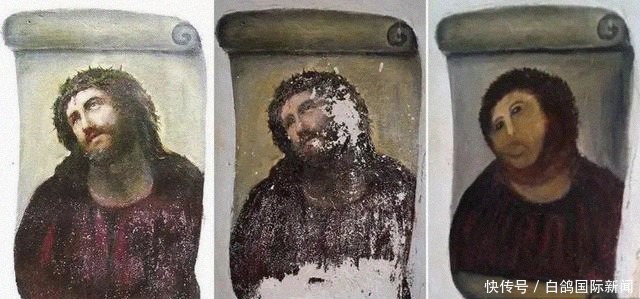 惨遭|画风奇特!西班牙古雕像惨遭遭毁容式修复