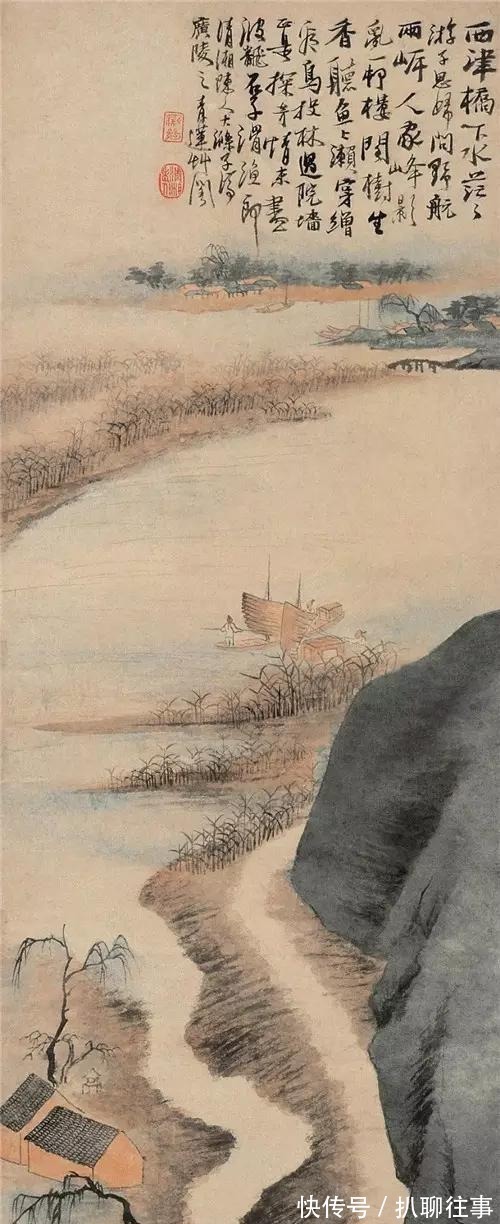 西岩松雪图@清初四大画僧笔下的意境山水,不只是养眼