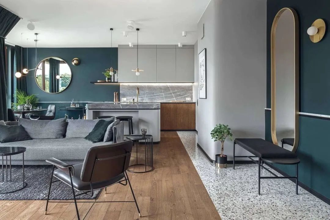 布置|100㎡现代轻奢,极简深色的质感,细节精致的设计,华丽档次