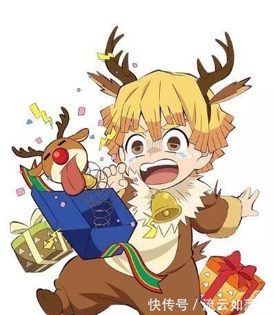 富冈义勇|《鬼灭之刃》圣诞插图,炭治郎变圣诞老人,善逸被吓哭