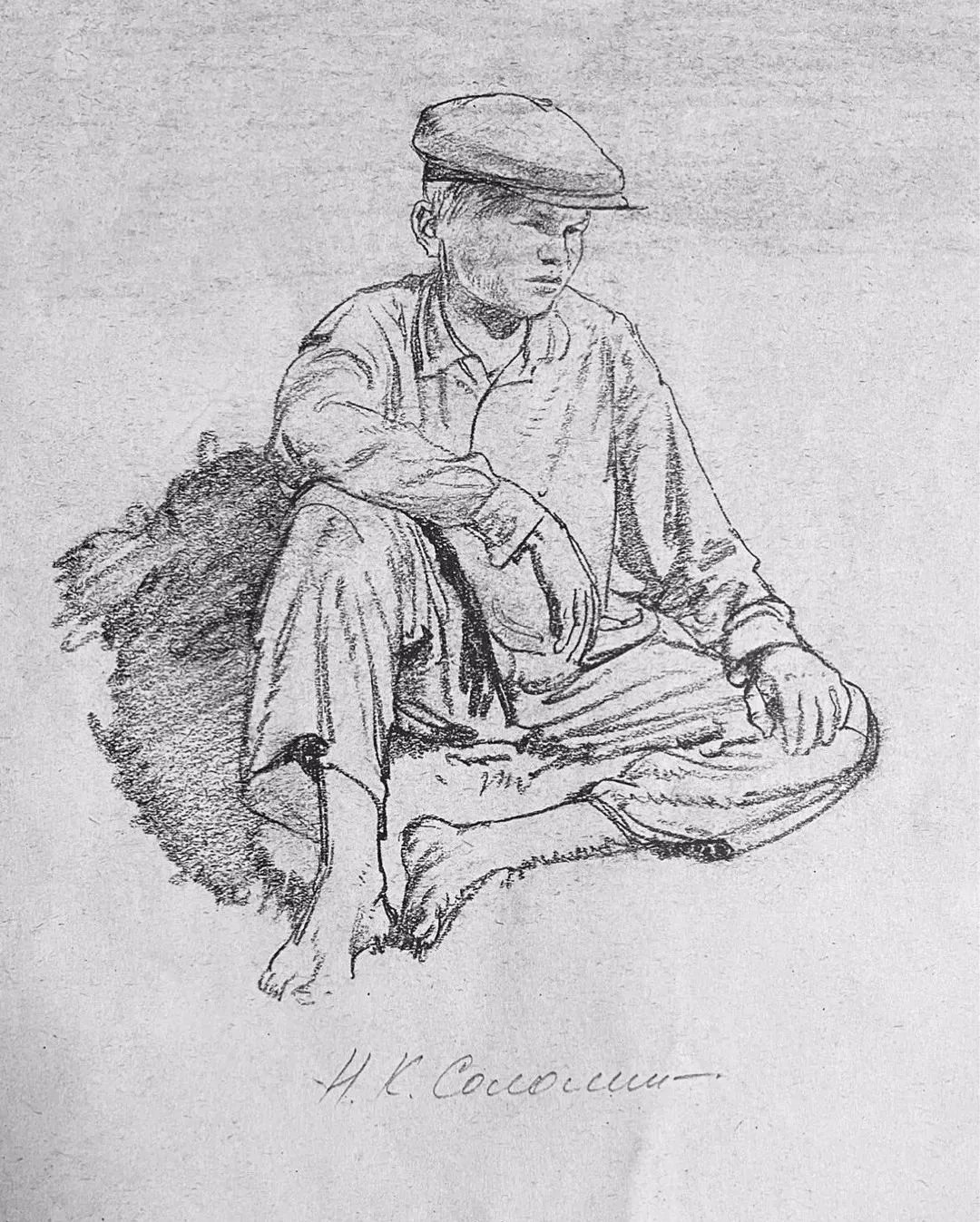 康斯坦丁$苏里科夫美术学院教授尼康. 索罗明速写作品