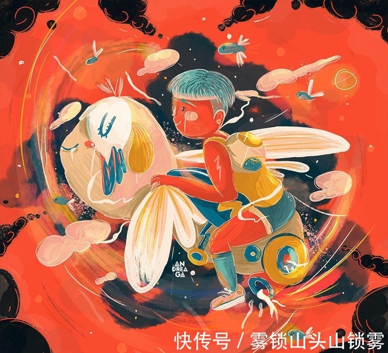 色彩|童趣的手绘插画，极具想象力的构图，近似相同的色彩