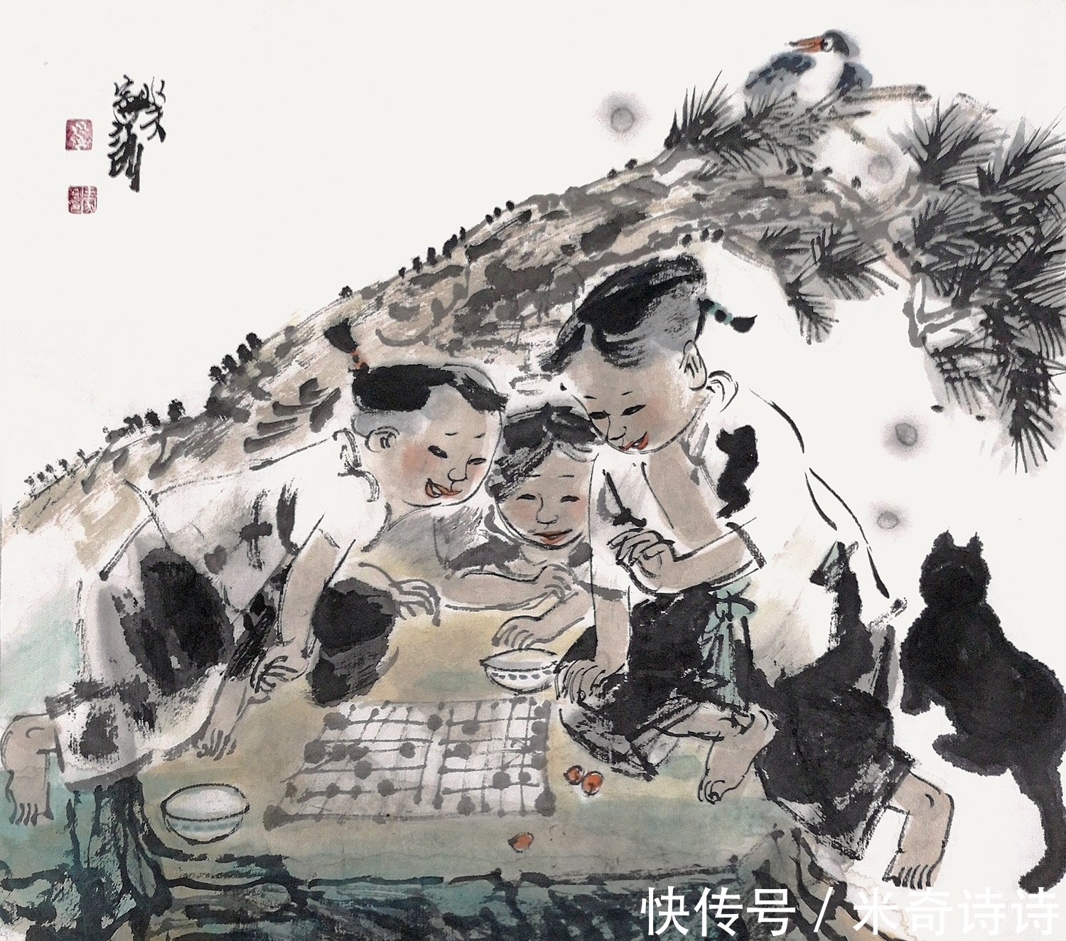 画笔#率真自然,妙趣横生,王家训用画笔描绘童真