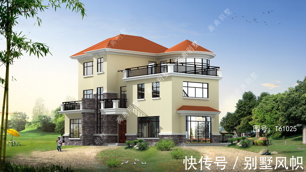 风格|三层农村别墅,整体采用欧式风格,家乡建栋充满羡慕的眼光看你。