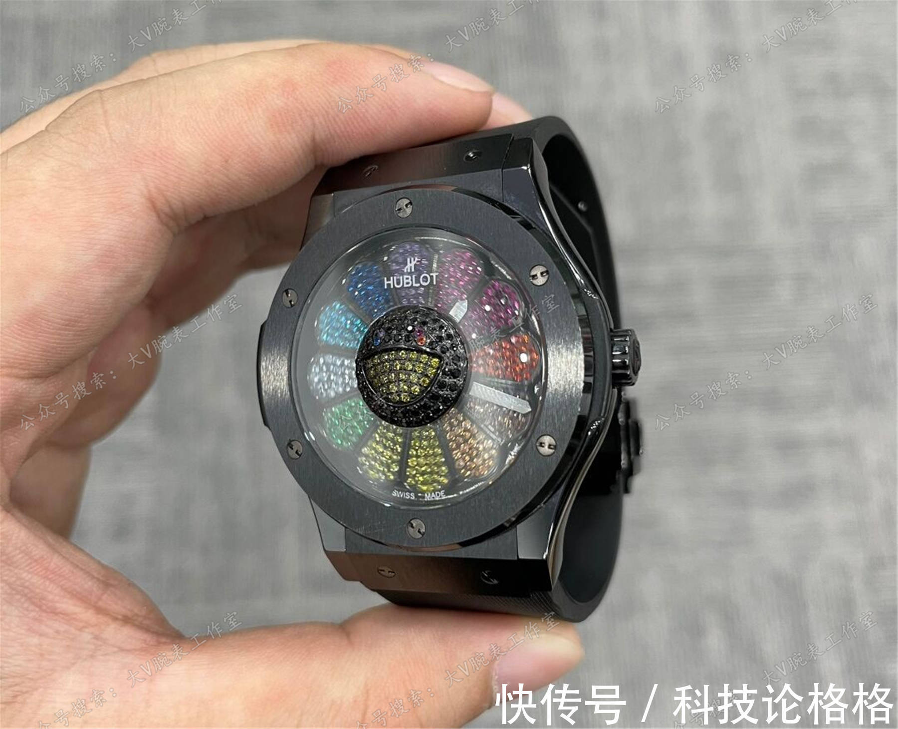 宇舶 村上隆宇舶太阳花后镶钻满钻可旋转太阳花腕表,后镶钻宇舶太阳花