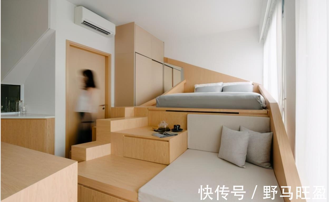厨房|抬高地面30公分,上方厨房下方客餐厅,一个地台解决3大功能区!