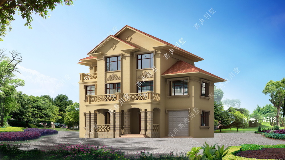 别墅|漂亮的欧式别墅户型,回乡盖房的首选,布局流畅。