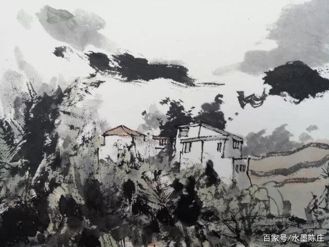 山水画家!最讲笔墨构造的山水画家|白云乡水墨写生