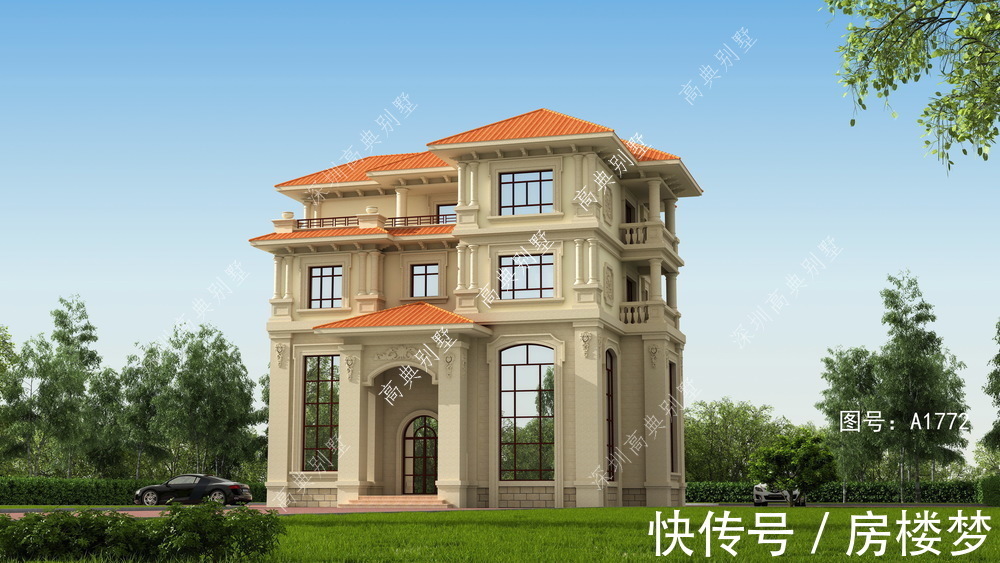 布局|欧式简约别墅,布局十分合理,外墙以暖色为主,给人温暖的感觉。