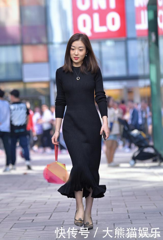 搭配|时尚穿搭黑色长袖包臀连衣裙,搭配高跟鞋,尽显淑女气质