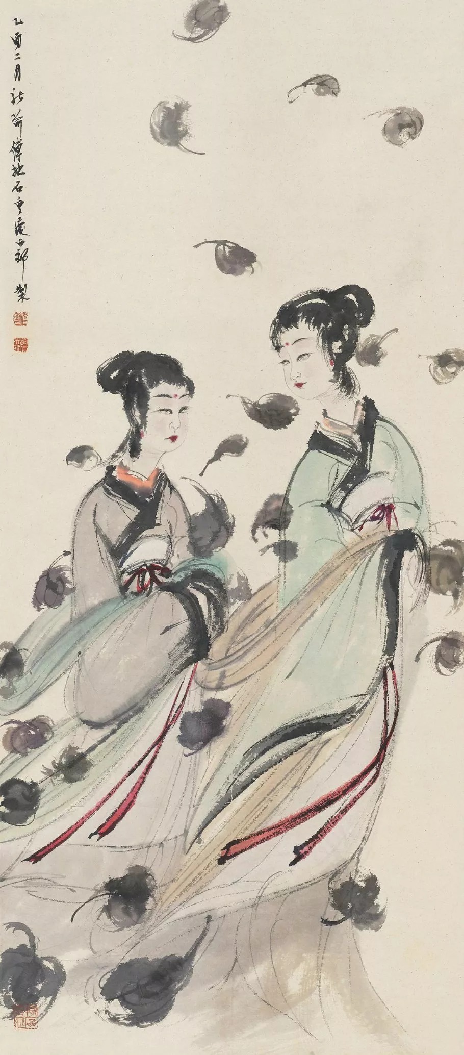 兰亭修禊图|傅抱石如何用笔下的“勾魂三绝”画活历史仕女画的?