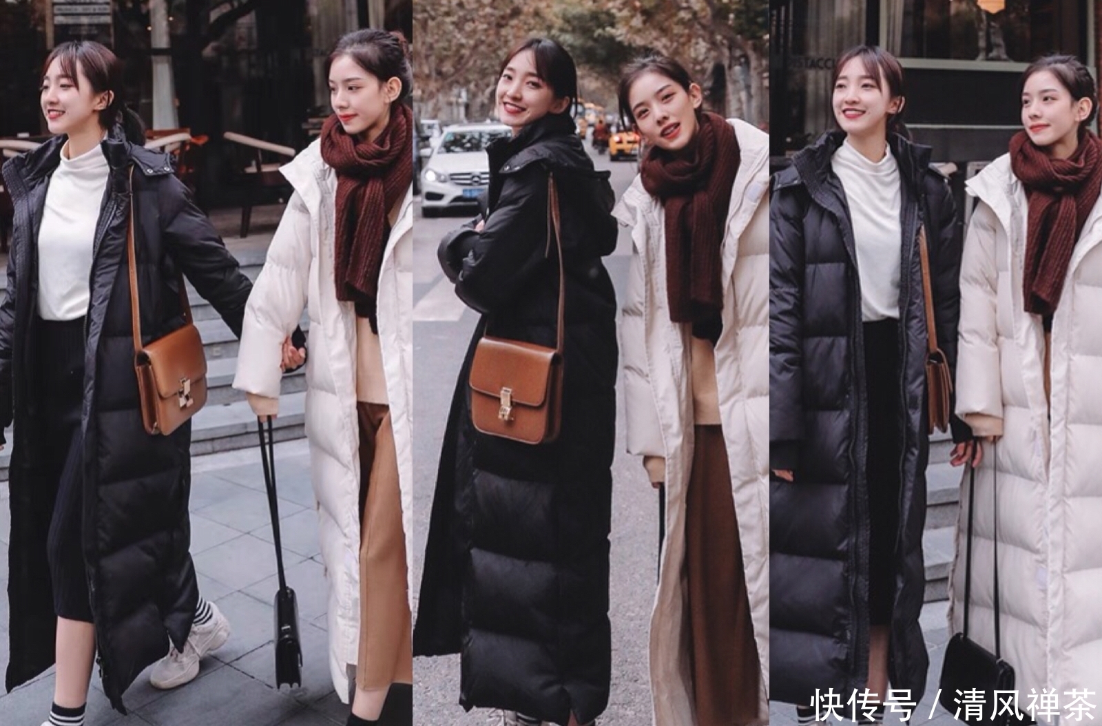 冬季流行的黑色中长款羽绒服,搭配各种下装,穿上显瘦又洋气