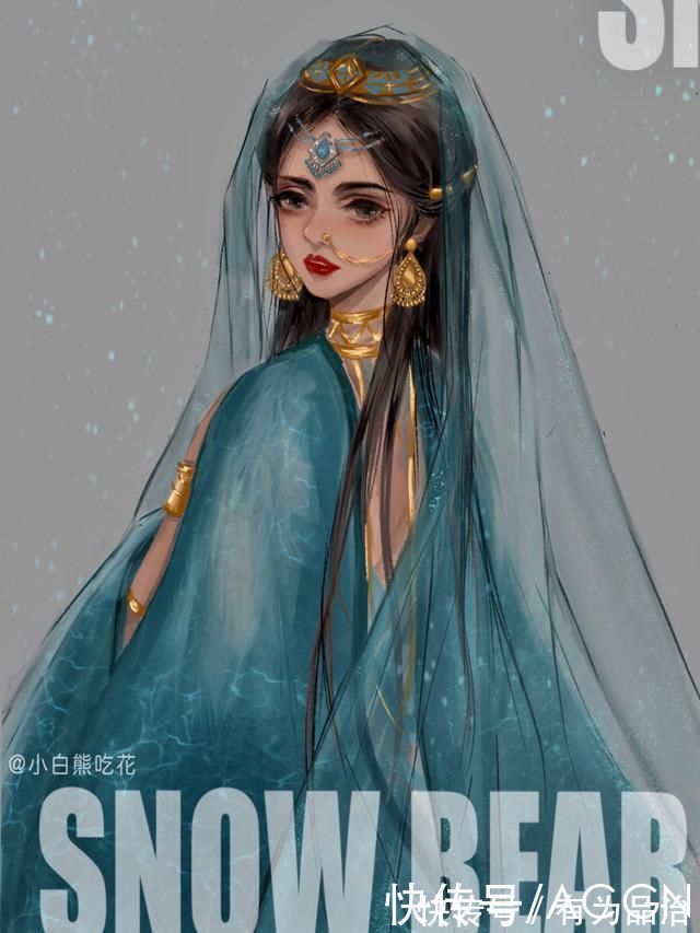 人鱼公主#迪士尼公主也爱古风,艾莎女王身披白纱,白雪公主穿的叫啥呢?