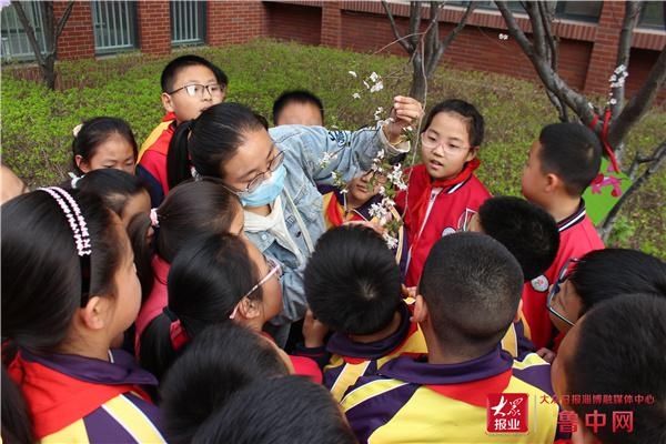 桓台县城南学校举行“我的校园我来装——挂树牌”活动